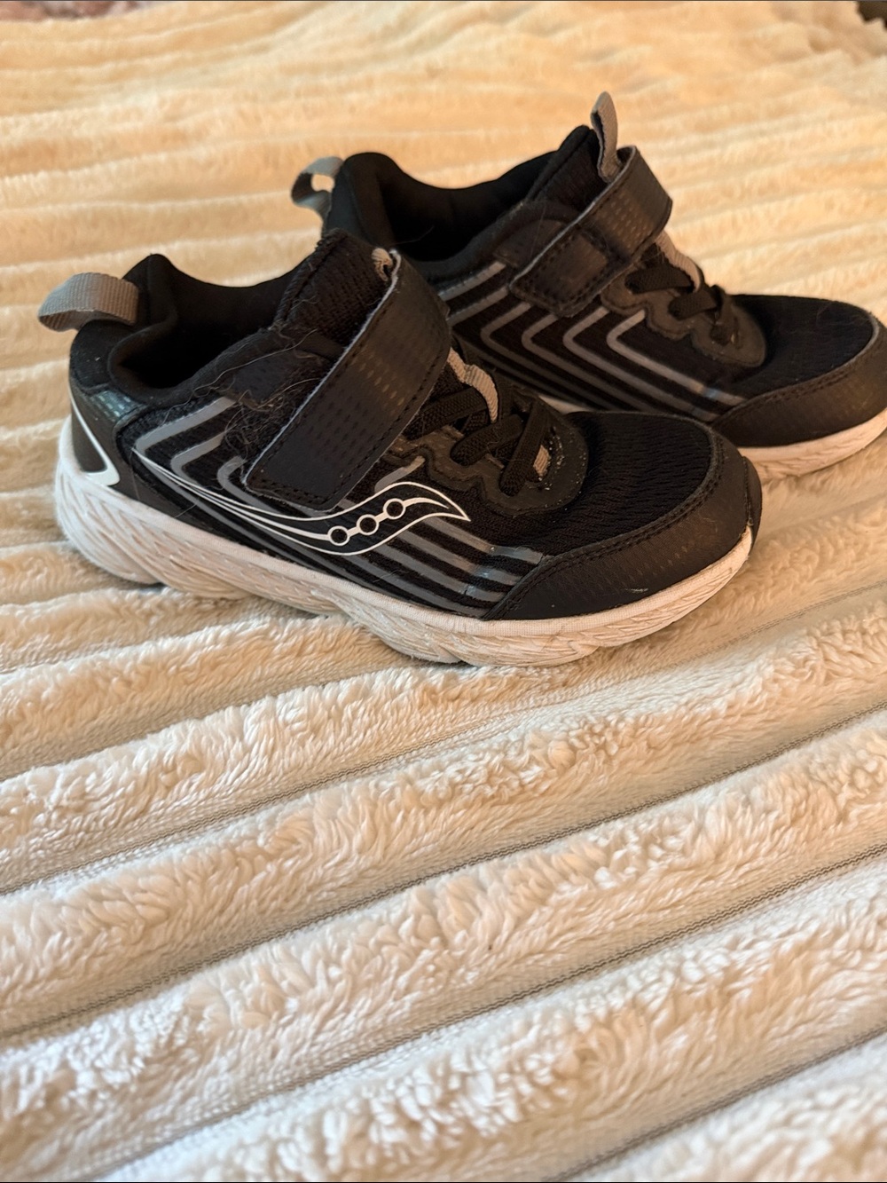 Saucony Kids Black and White Velcro Athletic Sneakers